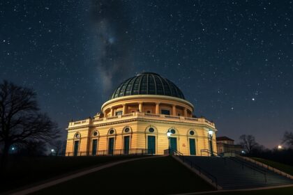 Uránia Csillagvizsgáló éjszakai fényképe csillagokkal