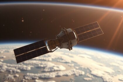 A SMOG-1 nanoszatellit a föld körül keringve napfényben.