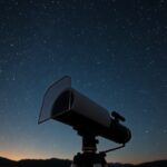 Távcső a csillagok alatt éjszakai égboltban