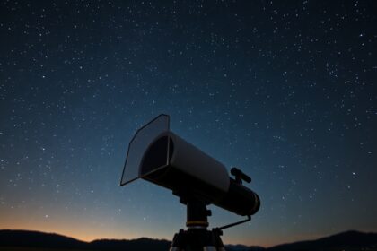 Távcső a csillagok alatt éjszakai égboltban