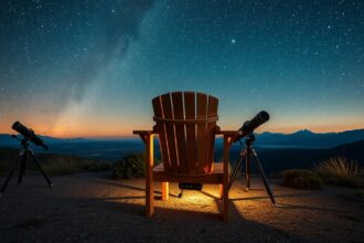 Kényelmes észlelőszék csillagmegfigyeléshez egy csendes helyen.