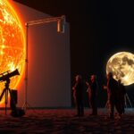 Csoportos napfolt megfigyelés napvetítő ernyővel.