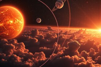 Kép az űrről, levegővel és a Nap hatalmas intenzitásával.