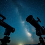 Refraktor és reflektor távcsövek a csillagos ég alatt