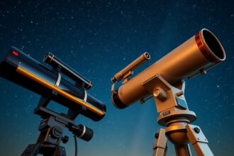 Lencsés és tükrös távcső az éjszakai égbolton.