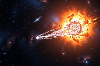 Csillagrobbanás ábrázolása: nóva és szupernóva eseményei az Univerzumban.