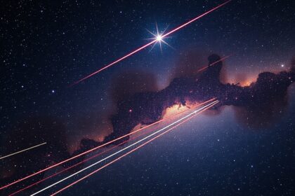 Csillagok és meteorsávok az éjszakai égbolton