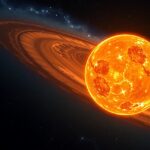 Barna törpe és gyűrűs bolygó a világűrben