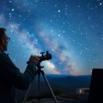 Csillagászati megfigyelés távcsővel a csillagos égen