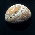 Kép egy szuperföldről, jellemző kőzeti és atmoszférikus elemekkel.