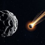 Aszteroida és üstökös az űrben, a Naptól távol.