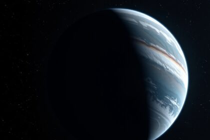 A Kepler-90i exobolygó látványa a csillagközépen.