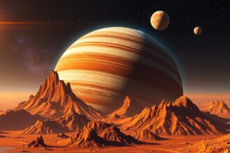Digitális ábrázolás a Kepler-10c bolygóról és környezetéről