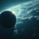 Kóbor bolygó a sötét űrben, felhők között, a csillagok nélkül.