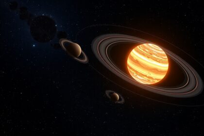 Bolygók és gyűrűs bolygó a világűrben