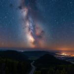 Csillagos égbolt a Bükk felett, fényszennyezés nélküli táj.