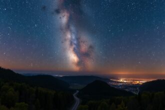 Csillagos égbolt a Bükk felett, fényszennyezés nélküli táj.
