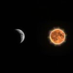 Holdfogyatkozás és napfogyatkozás ábrázolása az égen.