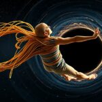 Férfi fekete lyukba esik, spagettifikáció hatása