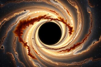 Fekete lyuk és galaxis spirálja az Univerzumban.