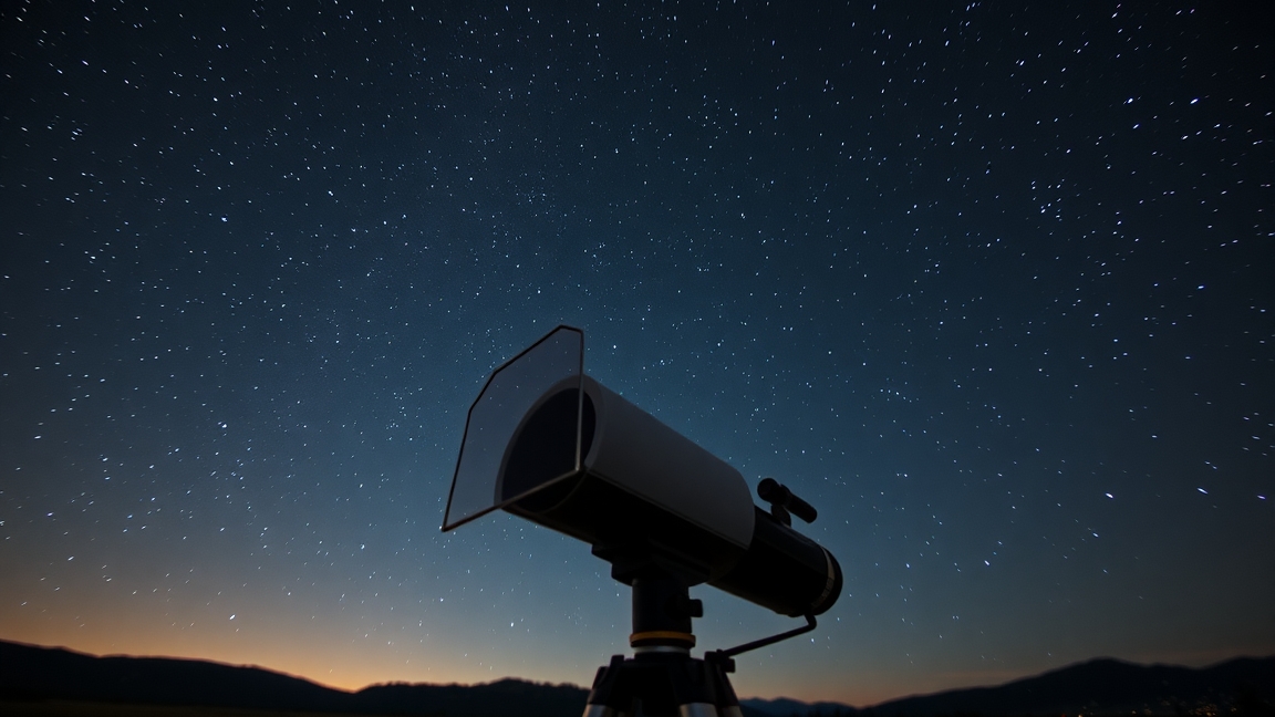 Távcső a csillagok alatt éjszakai égboltban