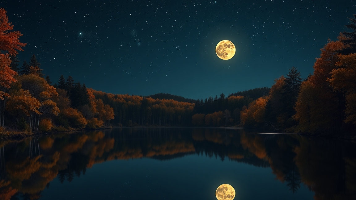 Hód-hold novemberi telihold képe a csillagos éjben