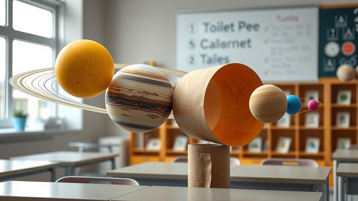 Naprendszer modell WC-papírból, gyerekeknek és felnőtteknek.