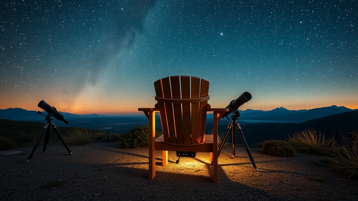 Kényelmes észlelőszék csillagmegfigyeléshez egy csendes helyen.