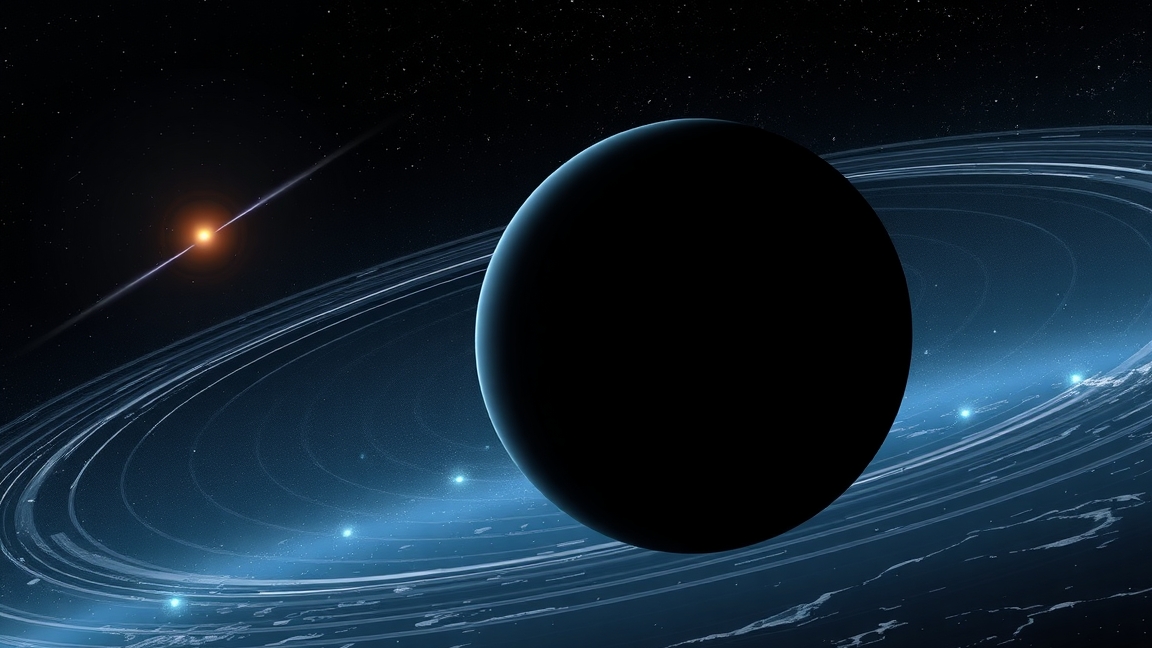 A Kepler-421b exobolygó illusztrációja gyűrűkkel és csillaggal.