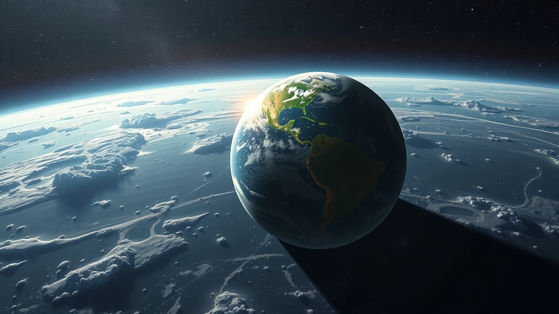 Föld a világűrből, a Nap felkeltével