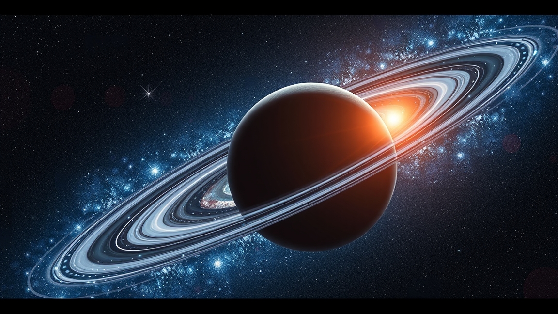 Kromatikus aberráció példája az űrben egy gyűrűs bolygóval.