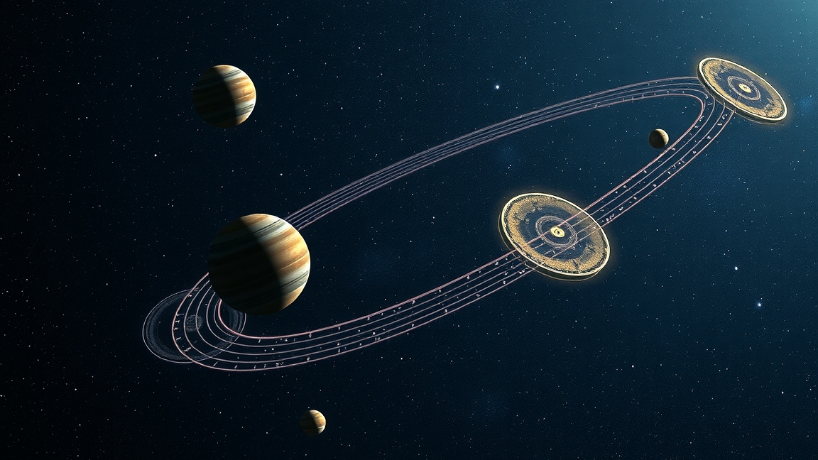 Lagrange-pontok és háromtest-probléma illusztrációja az űrben
