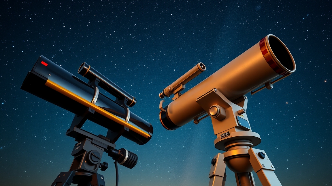 Lencsés és tükrös távcső az éjszakai égbolton.
