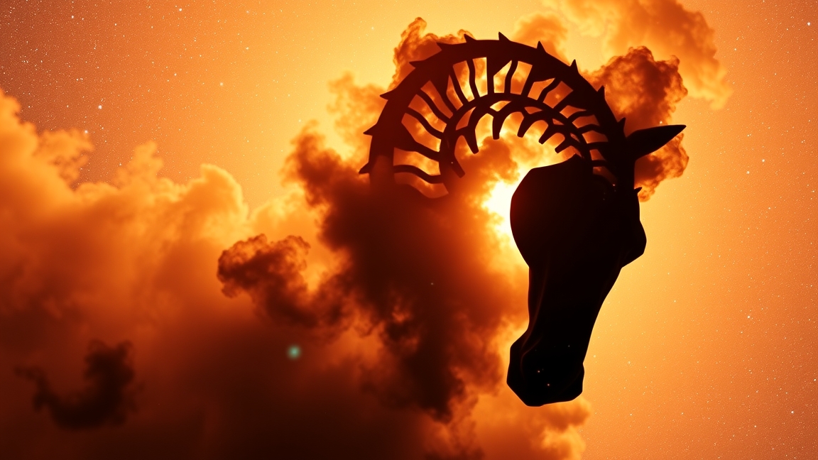 Lófej-köd sötét köd a fényes háttér előtt az éjszakai égbolton