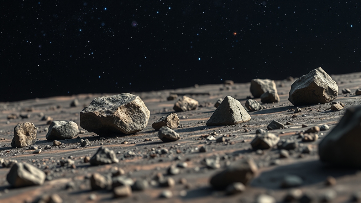 Marsi meteoritok a vörös bolygó felszínén, csillagos háttérrel.