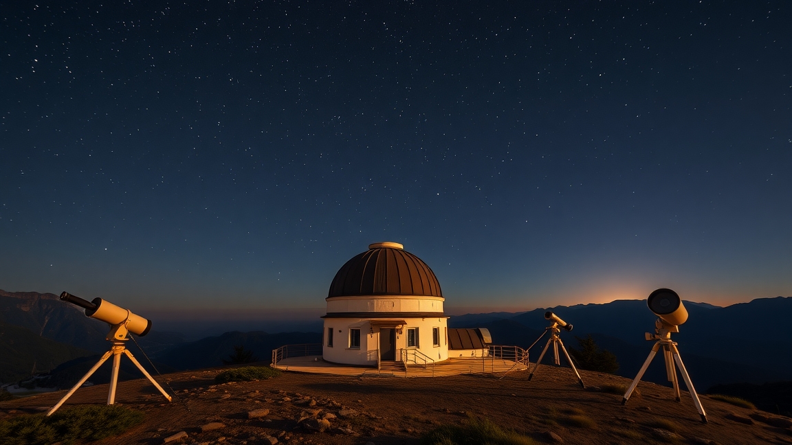 Piszkéstetői Obszervatórium teleszkópokkal a csillagos ég alatt