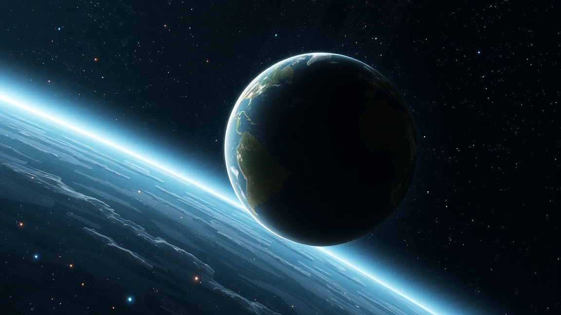 Föld a világűrből nézve, bolygó és csillagok az űrben.