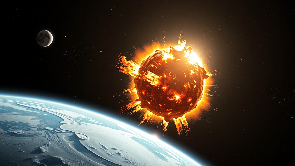 Kozmik ütközés, amely a Jupiterbe csapódó üstököst ábrázolja