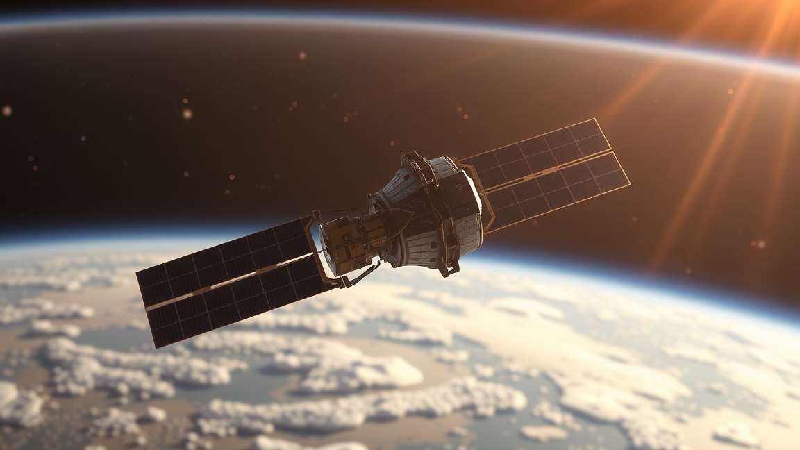 A SMOG-1 nanoszatellit a föld körül keringve napfényben.