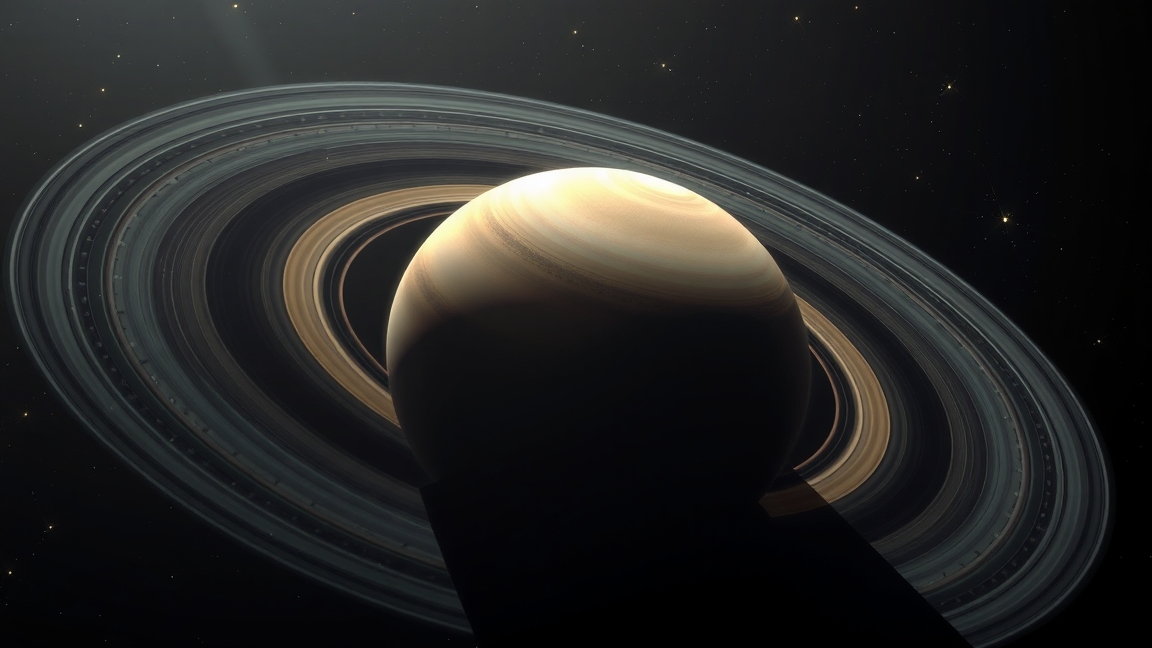 Szaturnusz gyűrűinek látványos képe az űrben.