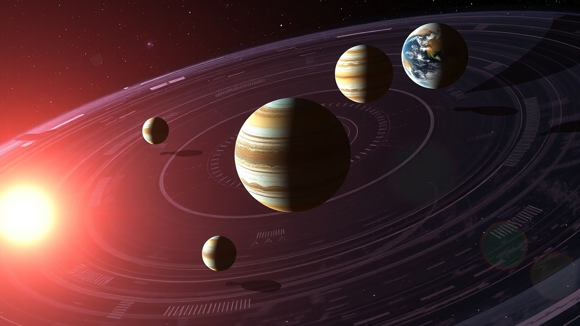 A TRAPPIST-1 rendszer bolygói a csillag közelében.