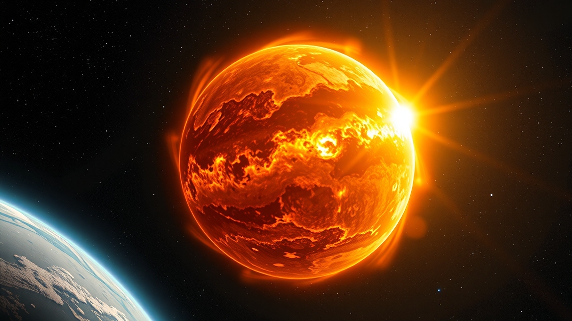 Illustráció az UY Scuti csillagról és Jupiter bolygóról az univerzumban.