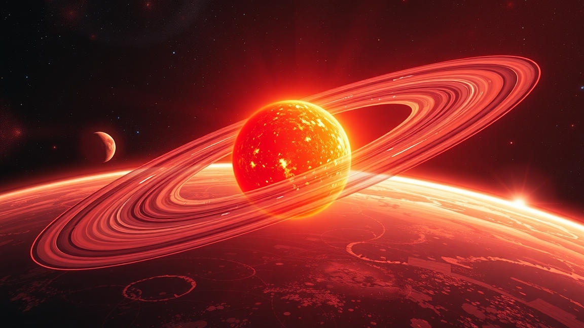 Vörös törpék körüli bolygók és gyűrűs napképek a világűrben