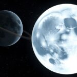 A Hold és bolygók látványa a világegyetemben.