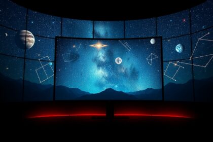 Stellarium planetárium program bemutató képernyője