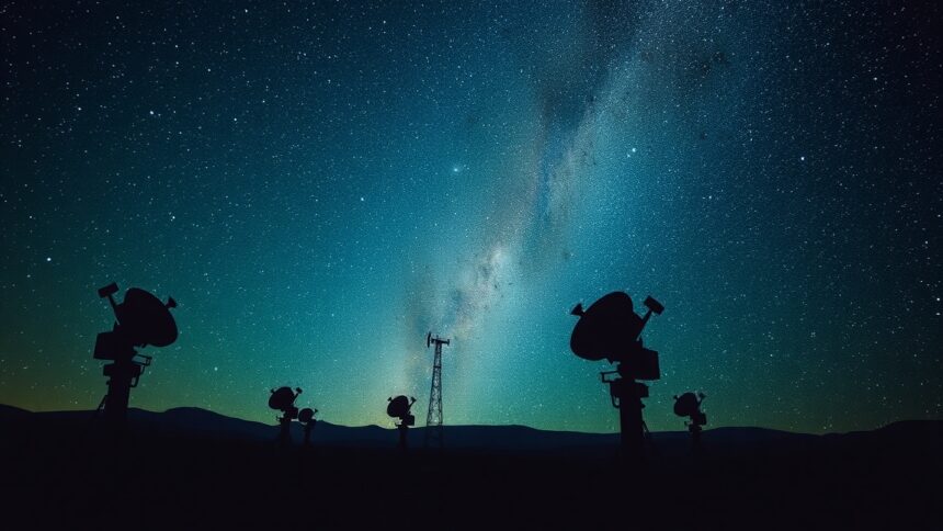 SETI@home kutatás astronomikus háttérben.
