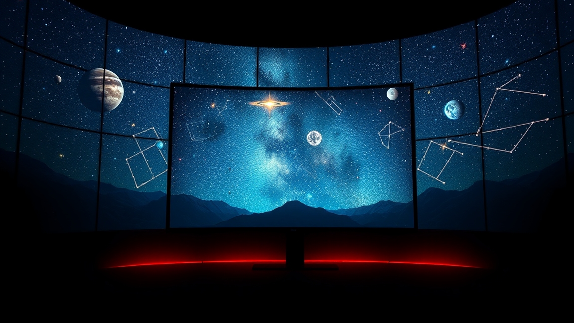 Stellarium planetárium program bemutató képernyője