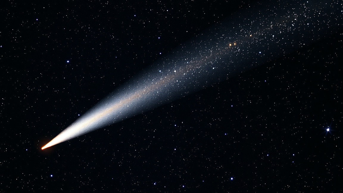 Encke üstökös a csillagok között, hosszú fénynyommal