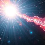 Egy energikus blazár fényes jetje a kozmoszban.