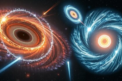 Aktív galaxis magok ábrázolása, szupermasszív fekete lyukakkal